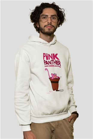 Pink Panther Beyaz Unisex Kapşonlu Sweatshirt