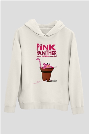 Pink Panther Beyaz Unisex Kapşonlu Sweatshirt