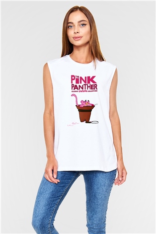 Pink Panther Beyaz Unisex Kolsuz Tişört