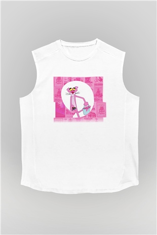 Pink Panther Beyaz Unisex Kolsuz Tişört