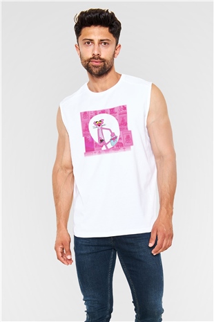 Pink Panther Beyaz Unisex Kolsuz Tişört