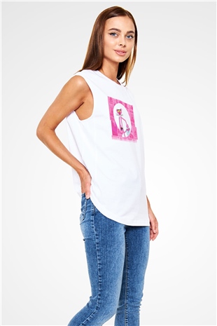 Pink Panther Beyaz Unisex Kolsuz Tişört