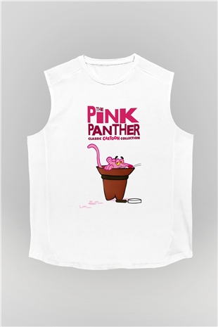 Pink Panther Beyaz Unisex Kolsuz Tişört