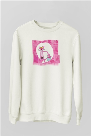 Pink Panther Beyaz Unisex Sweatshirt