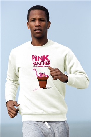 Pink Panther Beyaz Unisex Sweatshirt