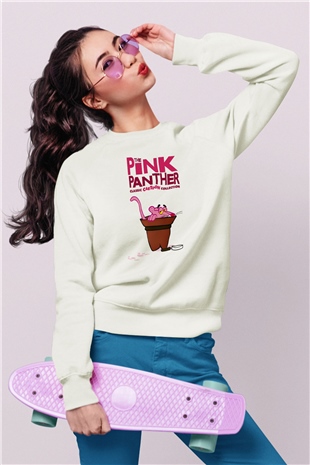 Pink Panther Beyaz Unisex Sweatshirt