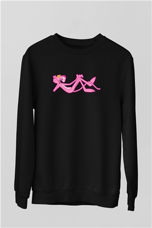 Pink Panther Siyah Unisex  Sweatshirt