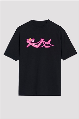 Pink Panther Siyah Oversize Tişört