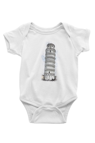 Pisa Kulesi Beyaz Bebek Body - Zıbın