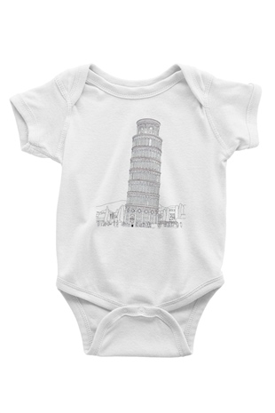 Pisa Kulesi Beyaz Bebek Body - Zıbın