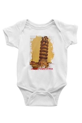 Pisa Kulesi Beyaz Bebek Body - Zıbın