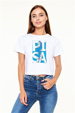 Pisa Kulesi Beyaz  Crop Top Tişört