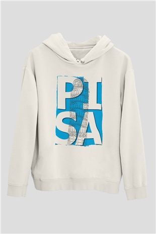 Pisa Kulesi Beyaz Unisex Hoodie