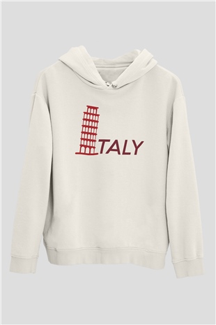 Pisa Kulesi Beyaz Unisex Hoodie