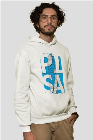 Pisa Kulesi Beyaz Unisex Hoodie