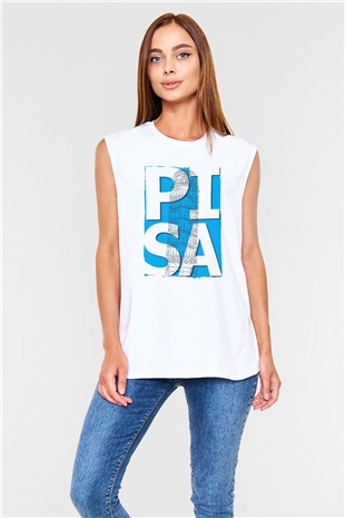 Pisa Kulesi Beyaz Unisex Kolsuz Tişört
