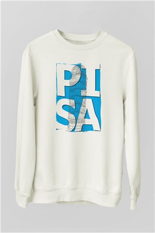 Pisa Kulesi Beyaz Unisex Sweatshirt
