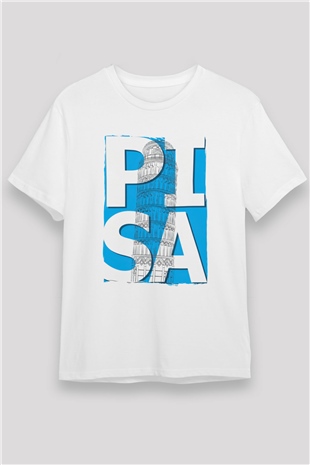 Pisa Kulesi Beyaz Unisex Tişört T-Shirt - TişörtFabrikası