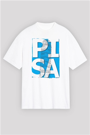 Pisa Kulesi Beyaz Oversize Tişört Oversize T-shirt - TişörtFabrikası