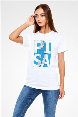 Pisa Kulesi Beyaz Unisex Tişört T-Shirt - TişörtFabrikası