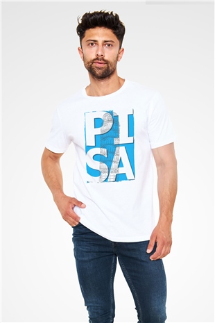 Pisa Kulesi Beyaz Unisex Tişört T-Shirt - TişörtFabrikası