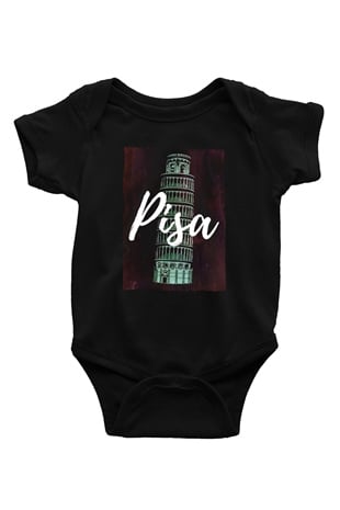 Pisa Kulesi Siyah Bebek Body - Zıbın