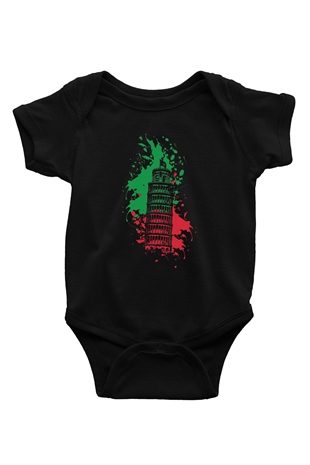 Pisa Kulesi Siyah Bebek Body - Zıbın