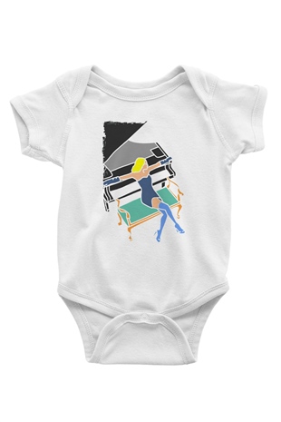 Piyanist Beyaz Bebek Body - Zıbın