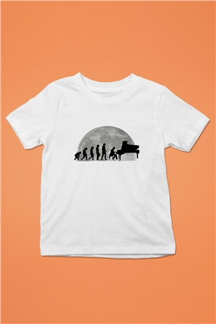 Piyanist Beyaz Unisex Çocuk Tişört