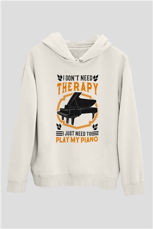 Piyanist Beyaz Unisex Kapüşonlu Sweatshirt