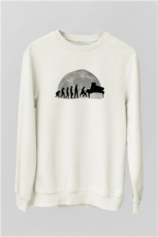 Piyanist Beyaz Unisex Sweatshirt