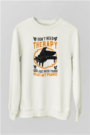 Piyanist Beyaz Unisex Sweatshirt