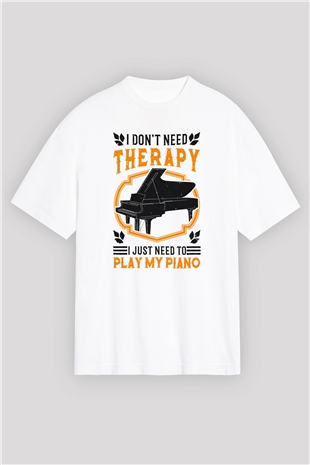 Piyanist Beyaz Oversize Tişört Oversize T-shirt - TişörtFabrikası