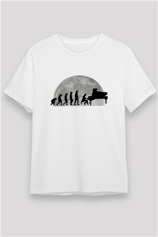 Piyanist Beyaz Unisex Tişört T-Shirt - TişörtFabrikası