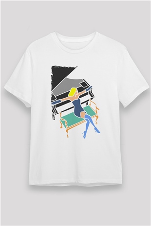 Piyanist Beyaz Unisex Tişört T-Shirt - TişörtFabrikası