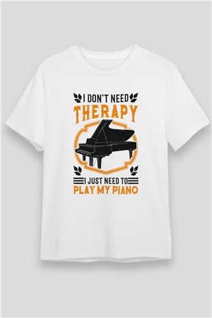 Piyanist Beyaz Unisex Tişört T-Shirt - TişörtFabrikası