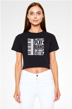 Piyanist Siyah  Crop Top Tişört
