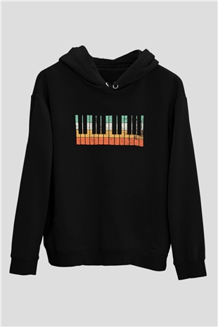 Piyanist Siyah Unisex Kapüşonlu Sweatshirt