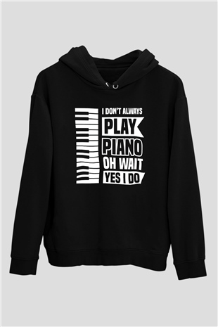 Piyanist Siyah Unisex Kapüşonlu Sweatshirt