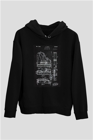 Piyanist Siyah Unisex Kapüşonlu Sweatshirt