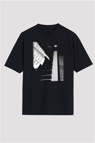 Piyanist Siyah Unisex Oversize Tişört T-Shirt