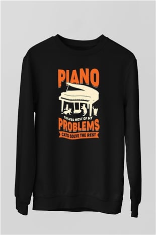 Piyanist Siyah Unisex Sweatshirt