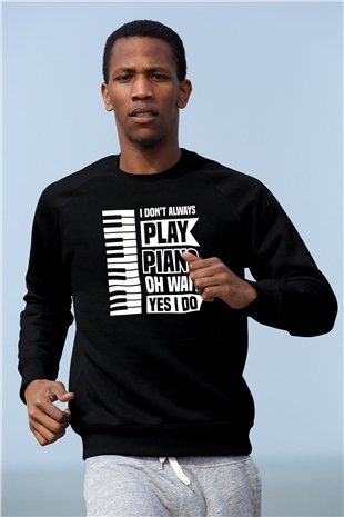 Piyanist Siyah Unisex Sweatshirt