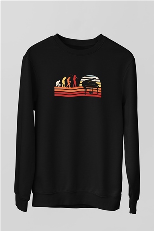 Piyanist Siyah Unisex Sweatshirt