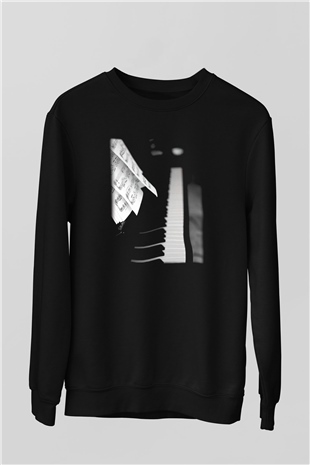 Piyanist Siyah Unisex Sweatshirt