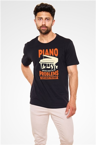 Piyanist Siyah Unisex Tişört T-Shirt - TişörtFabrikası