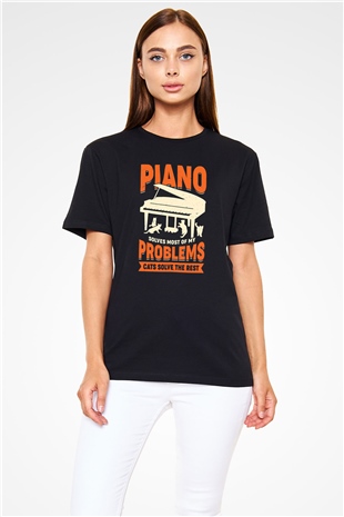 Piyanist Siyah Unisex Tişört T-Shirt - TişörtFabrikası
