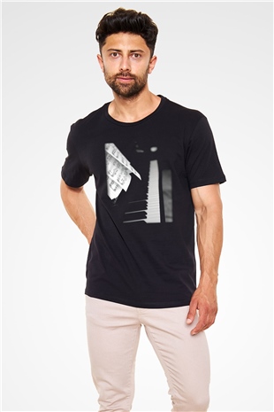 Piyanist Siyah Unisex Tişört T-Shirt - TişörtFabrikası