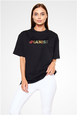 Piyanist Siyah Oversize Tişört Oversize T-shirt - TişörtFabrikası