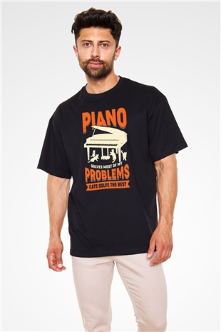 Piyanist Siyah Oversize Tişört Oversize T-shirt - TişörtFabrikası